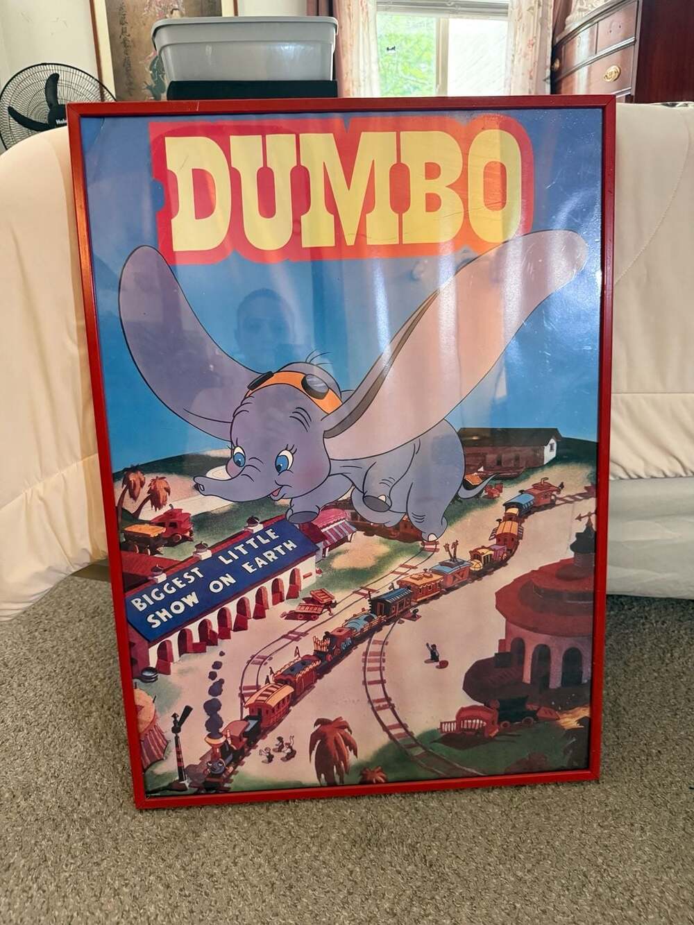 Vintage Walt Disney Dumbo Framed Poster "Biggest Little Show on Earth"